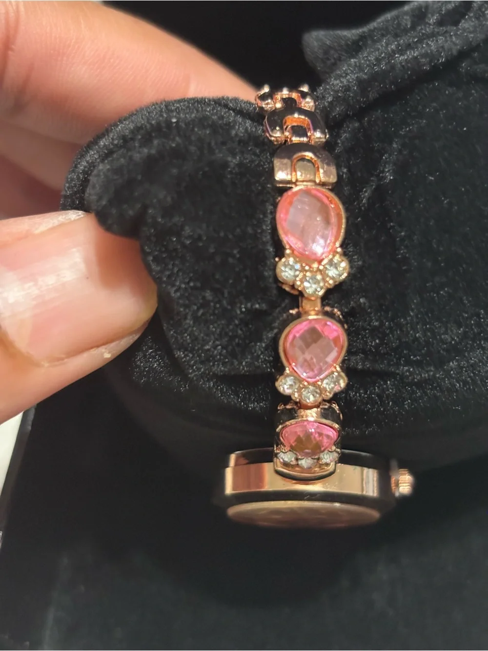 Rose Gold Pink Crystal Women's Quartz Bracelet Watch